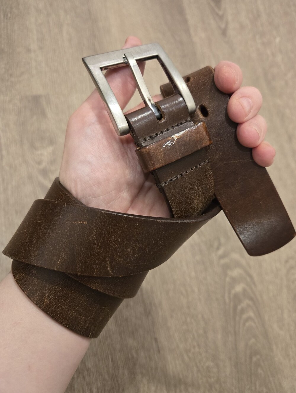 Mens Distressed Brown Leather Belt Dirtbag Grunge Rustic Size 36 Western VTG